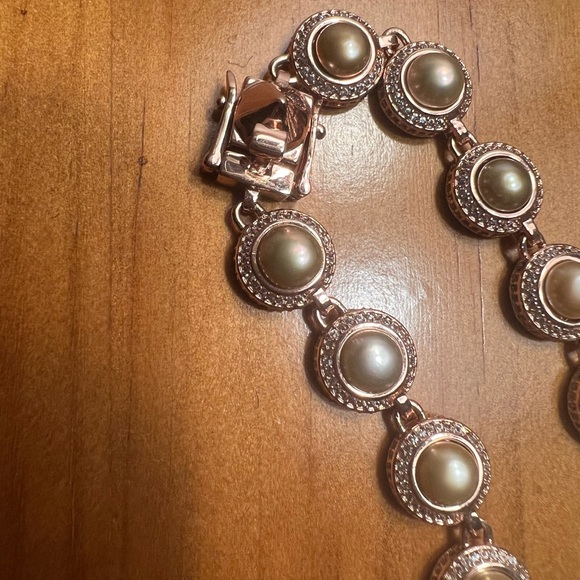 Eddie Borgo Estate Rose Gold Cultured Pearl Pyramid Spike Brass Necklace J Crew - Picture 6 of 15